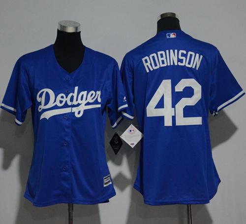 Dodgers #42 Jackie Robinson Blue Alternate Women's Stitched MLB Jersey
